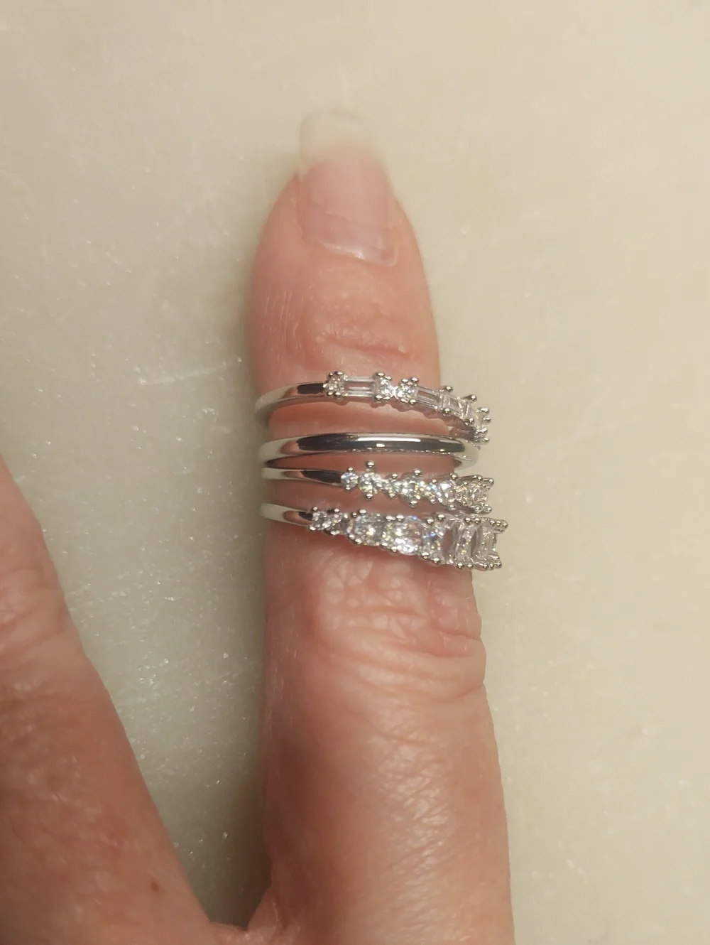 BOGO! NEW! Set Of 4 CZ Stackable Silver Rings Size 6